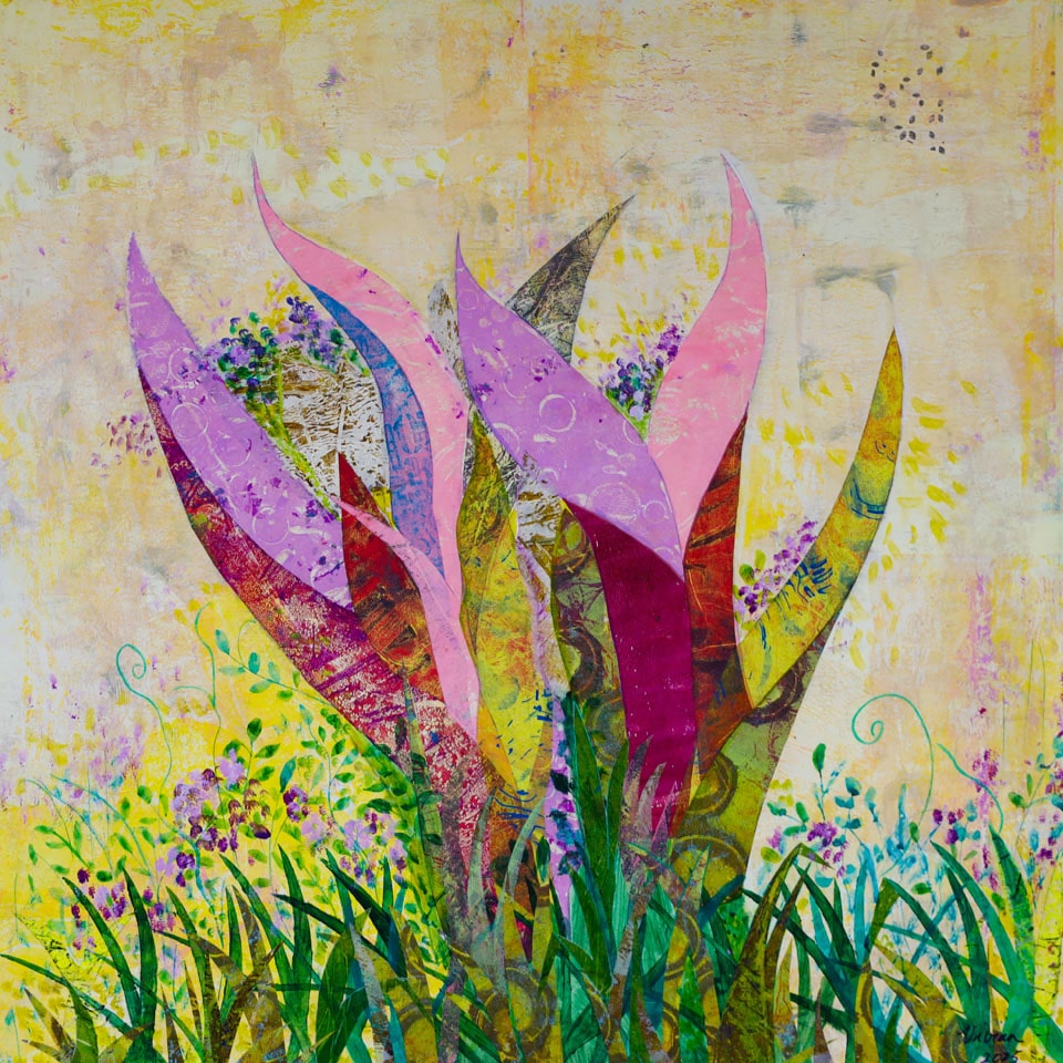 Green Steps, a ollage of artwork of botanical garden
