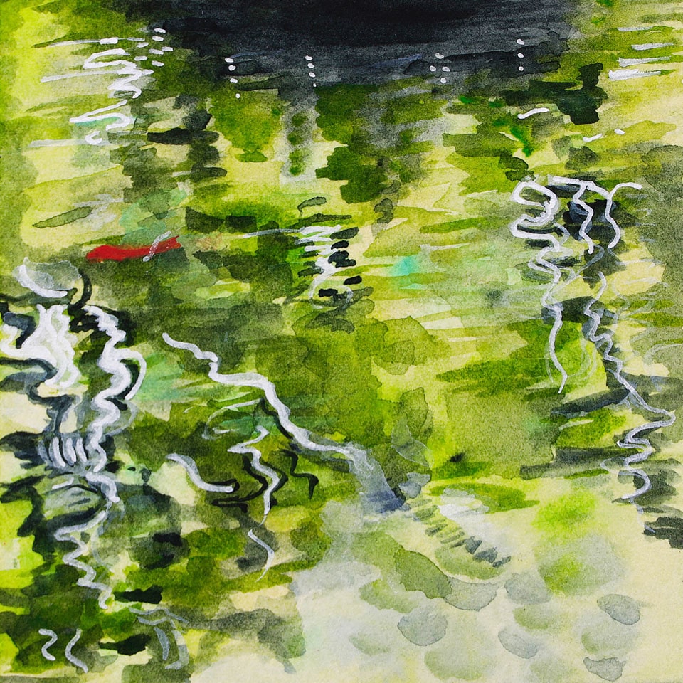 watercolour of water reflection